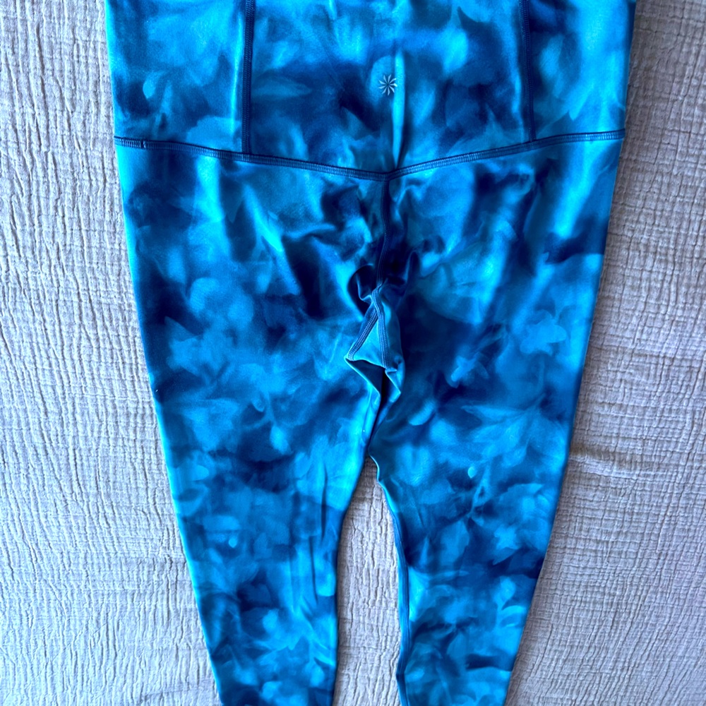 Athleta leggings L. Pretty watercolor pattern. Blue like 1st photo